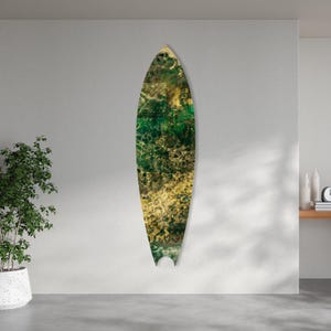 Surfbrett Wall Art - Organic Waves - Glas Wand Kunst - gehärtetes Glas - Hausdekoration - Wand Dekoration - Wand Skulptur - Interior