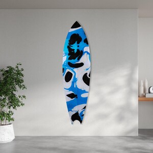 Surfbrett Wall Art - Blauer Marmor - Glaswandkunst - gehärtetes Glas - Wohndekoration - Wanddekoration - Wandskulptur - Interieur