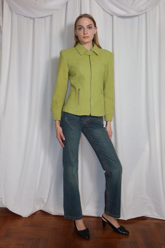Lime Green Wool Blend Jacket - image 2