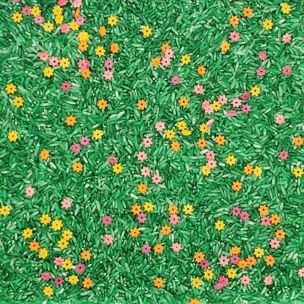 Spring Sensory Rice with Flowers | Sensory Bin Filler | Colored Rice | Montessori | Taste Safe