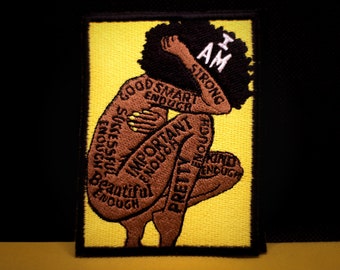 I am Enough, Embroidery Iron on Patch Ideal for Caps & Shirts