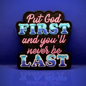 Put God , Iron on Embroidery Patch Ideal for Caps & Shirts