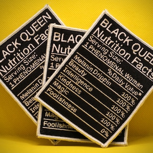 1-Pcs Black Queen Nutrition Facts , Embroidered Patch, Iron on Ideal for Caps And Shirts