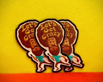 Let's Get Crazy with Bob Ross Embroidery Patches for Unique Style Designs with Iron On Embroidered Patches Size 3X1.5,Standard Patches