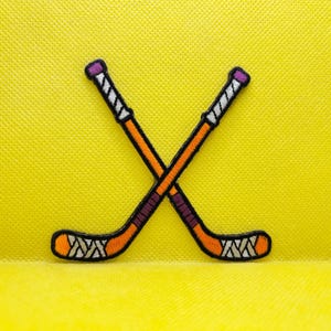 Hockey Sticks  Iron-On Embroidered Patch , Ideal for Caps And Shirts