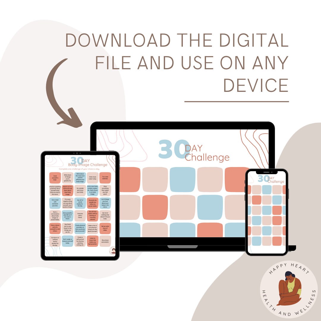 30 Day Challenge, Body Image Activity Printable PDF, Editable Make Your ...