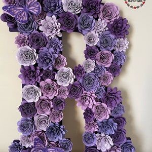 Carta de flor de papel, carta floral, decoração de flores, decoração de berçário, decoração de flores enroladas