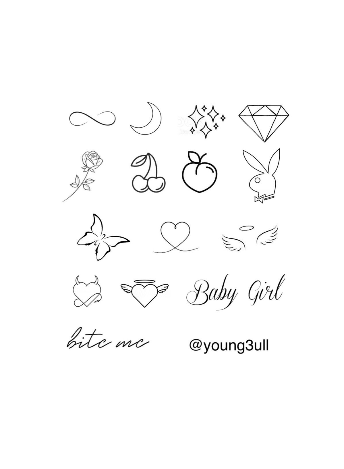 Small Flash Tattoo Set Continuous Line Drawing Sticker Design Pack Tiny  Icons Abstract Print For Clothes And Logo Emblem Nail Design Isolated  Vector Illustration Stock Illustration - Download Image Now - iStock