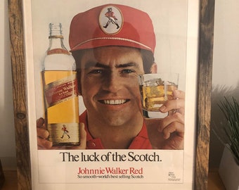 Framed Vintage Johnnie Walker 1972 LIFE Magazine Ad