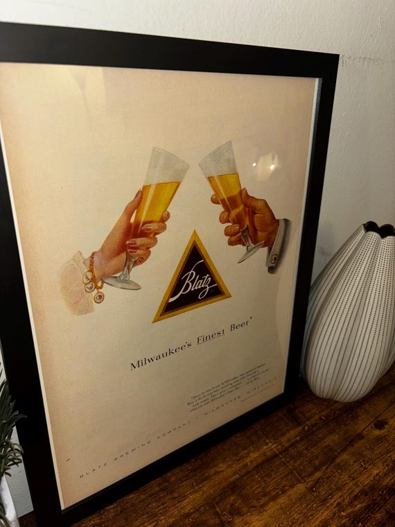 Framed Vinatge 1952 Blatz Beer Advertisement *vintage Milwaukee