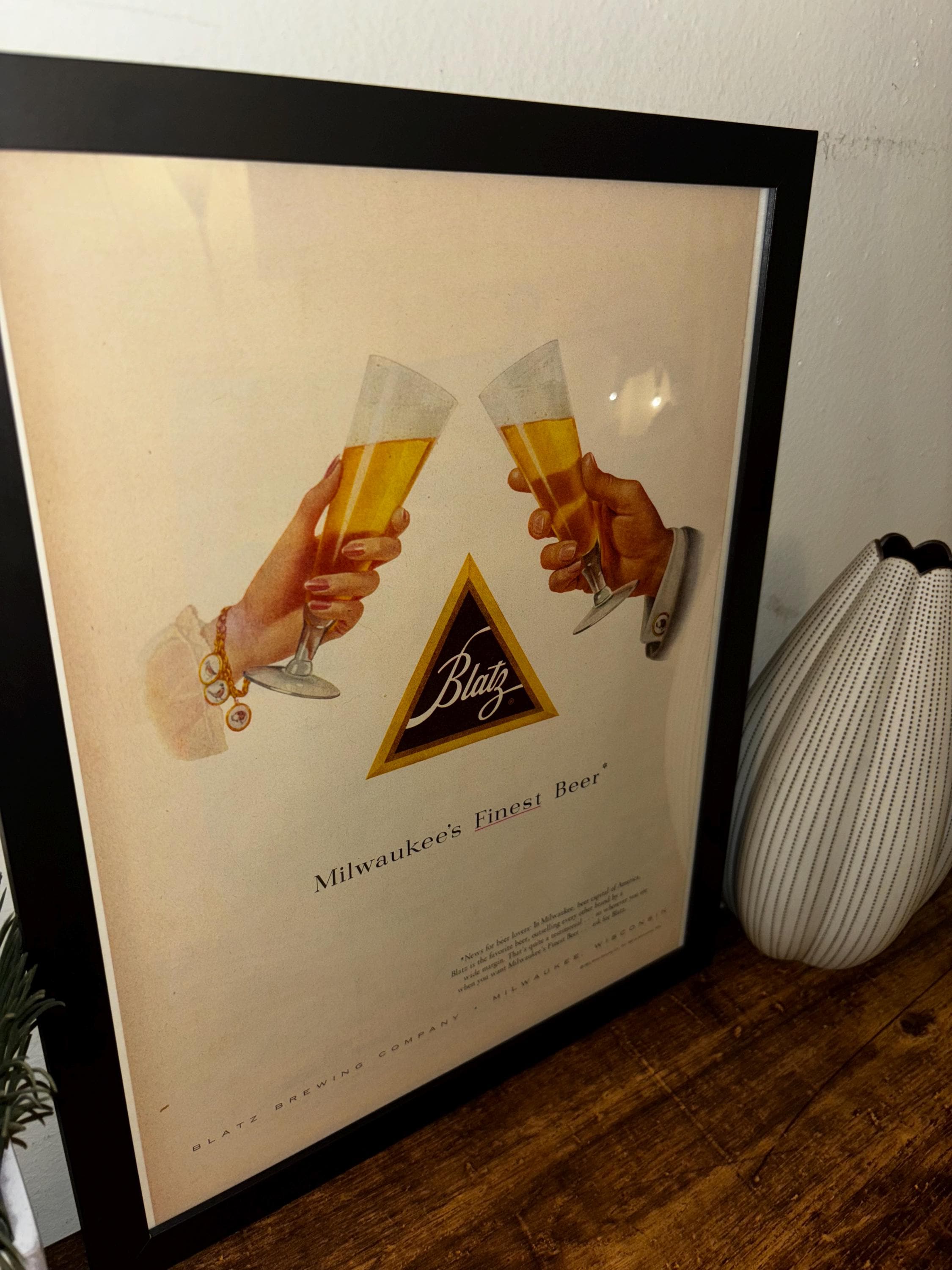 Framed Vinatge 1952 Blatz Beer Advertisement *vintage Milwaukee