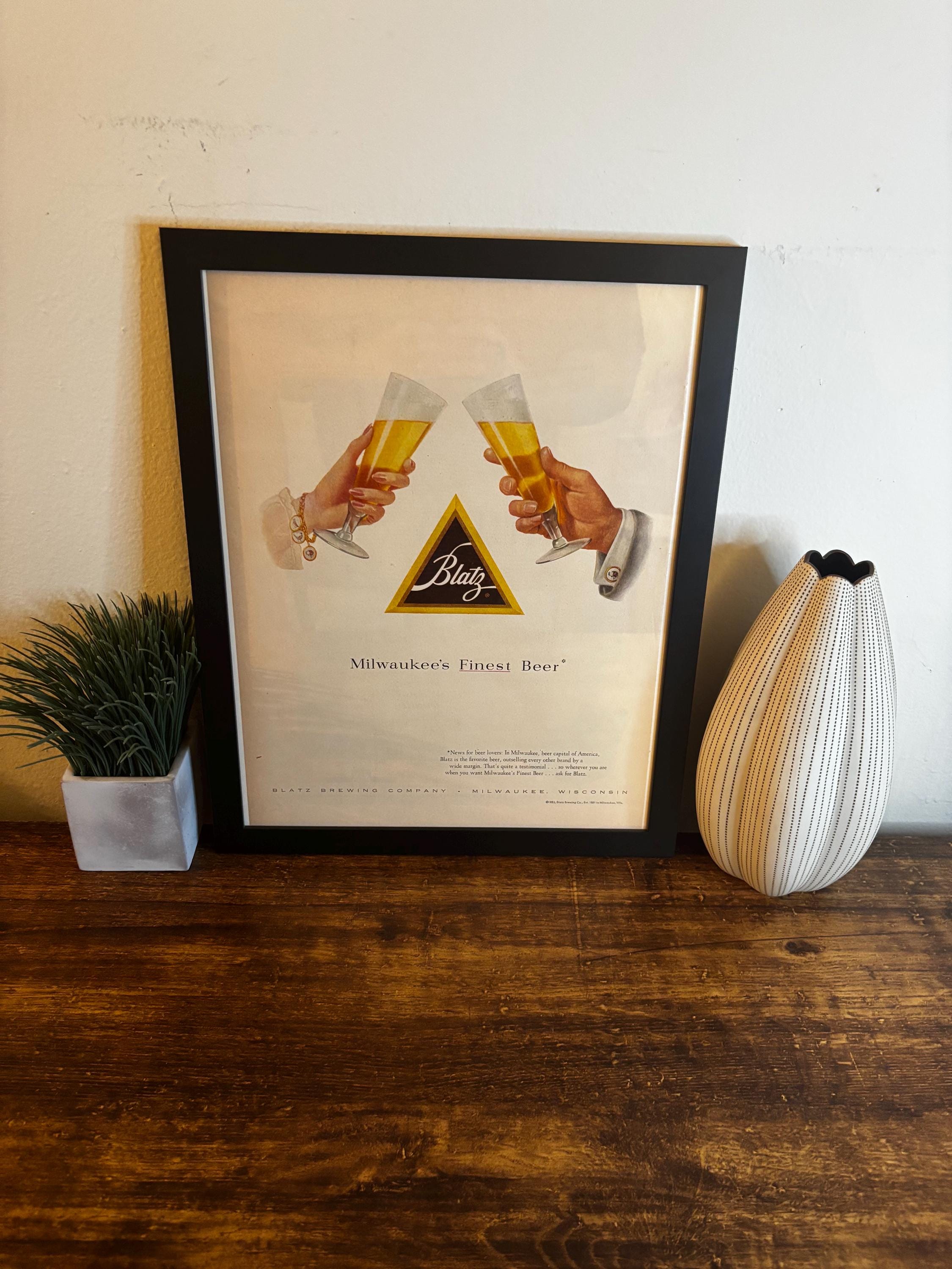 Framed Vinatge 1952 Blatz Beer Advertisement *vintage Milwaukee
