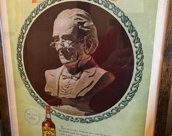 Framed Vintage 1943 Old Grand-dad Bourbon Advertisement *vintage