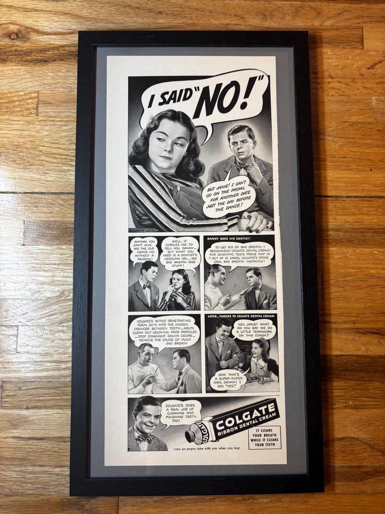 Famous People Using Colgate Toothpaste Set of 3 Framed Vintage 1940s Colgate Toothpaste Advertisements ...