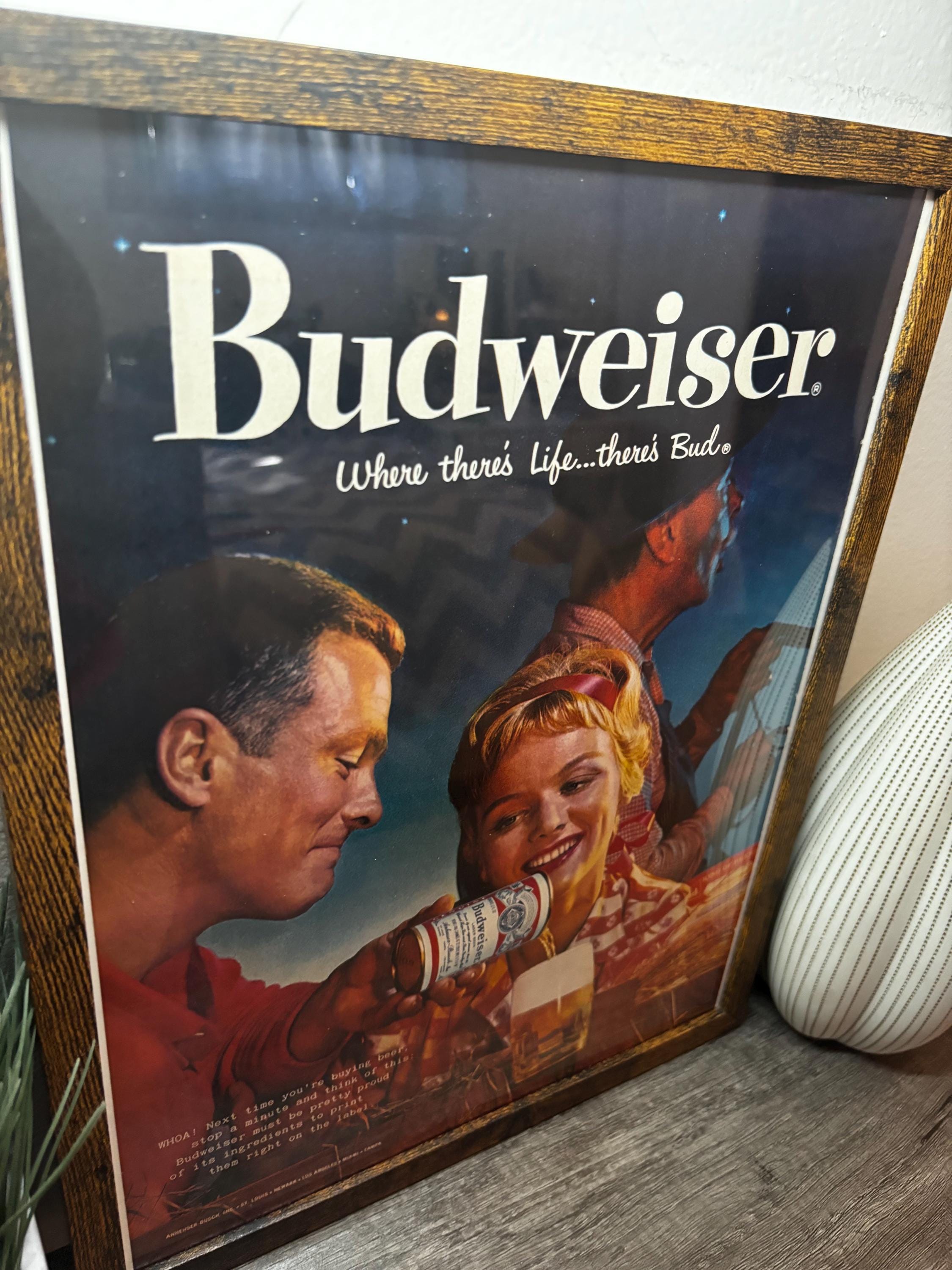 Framed 1964 Vintage Budweiser Advertisement *classic Retro Beer Ad
