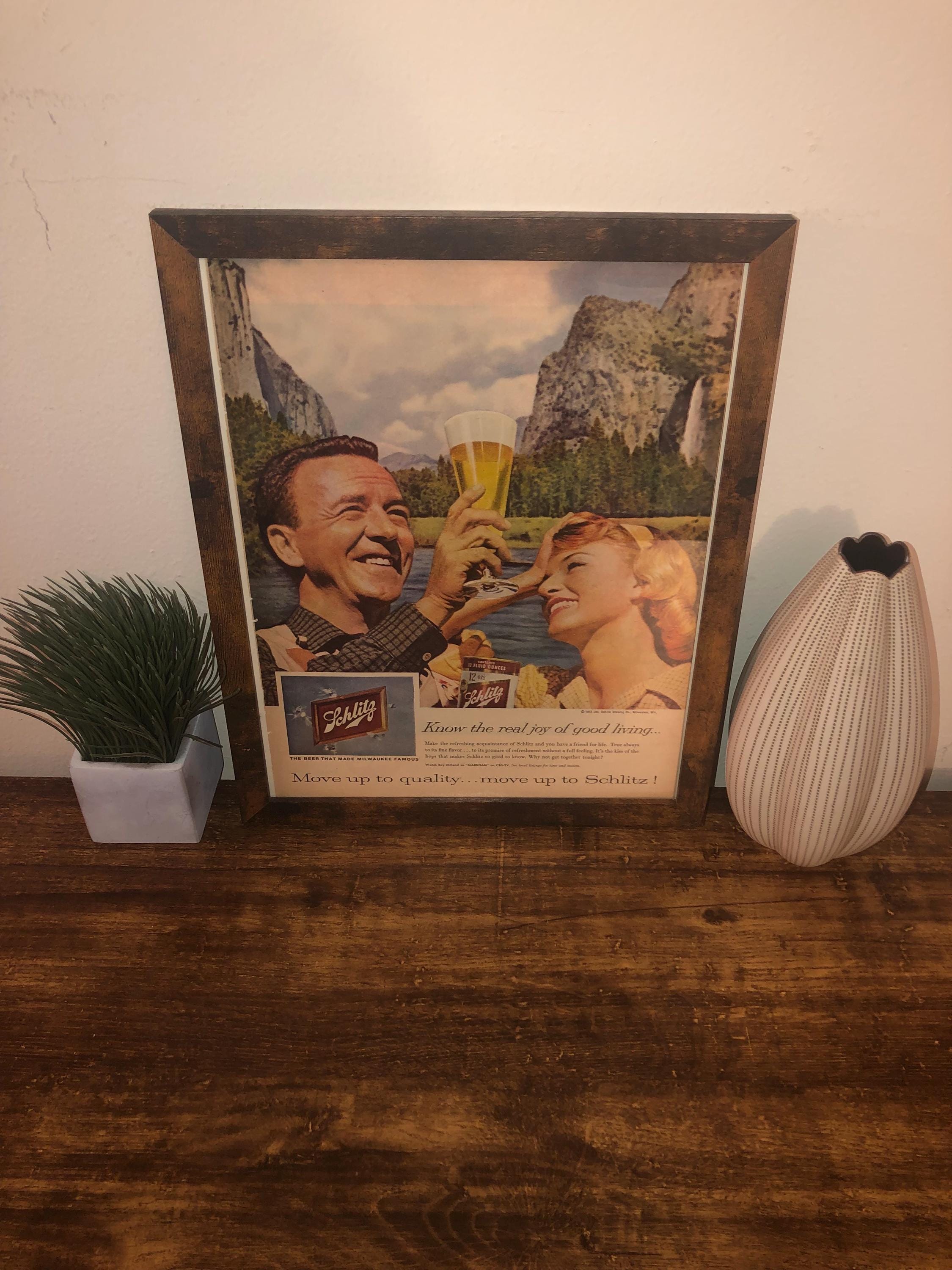 Framed Vintage 1956 Schlitz Beer Advertisement *the Beer That Made