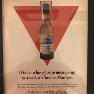 Framed Vintage 1970 Budweiser Beer Ad