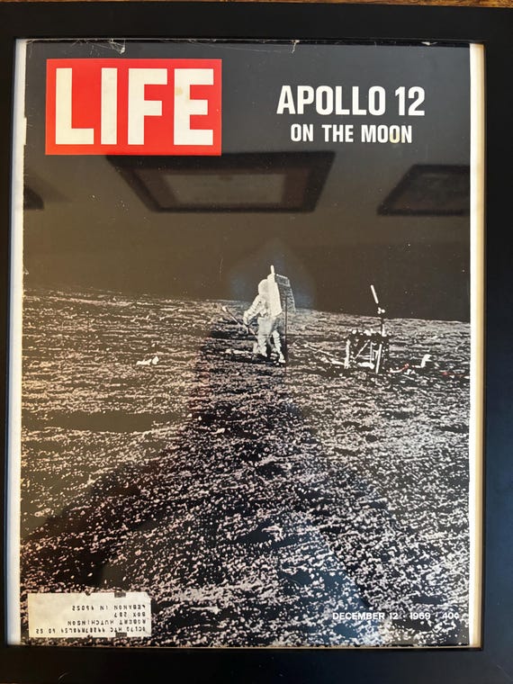 Framed 1969 LIFE Magazine Cover- Apollo 12 on the Moon - Etsy