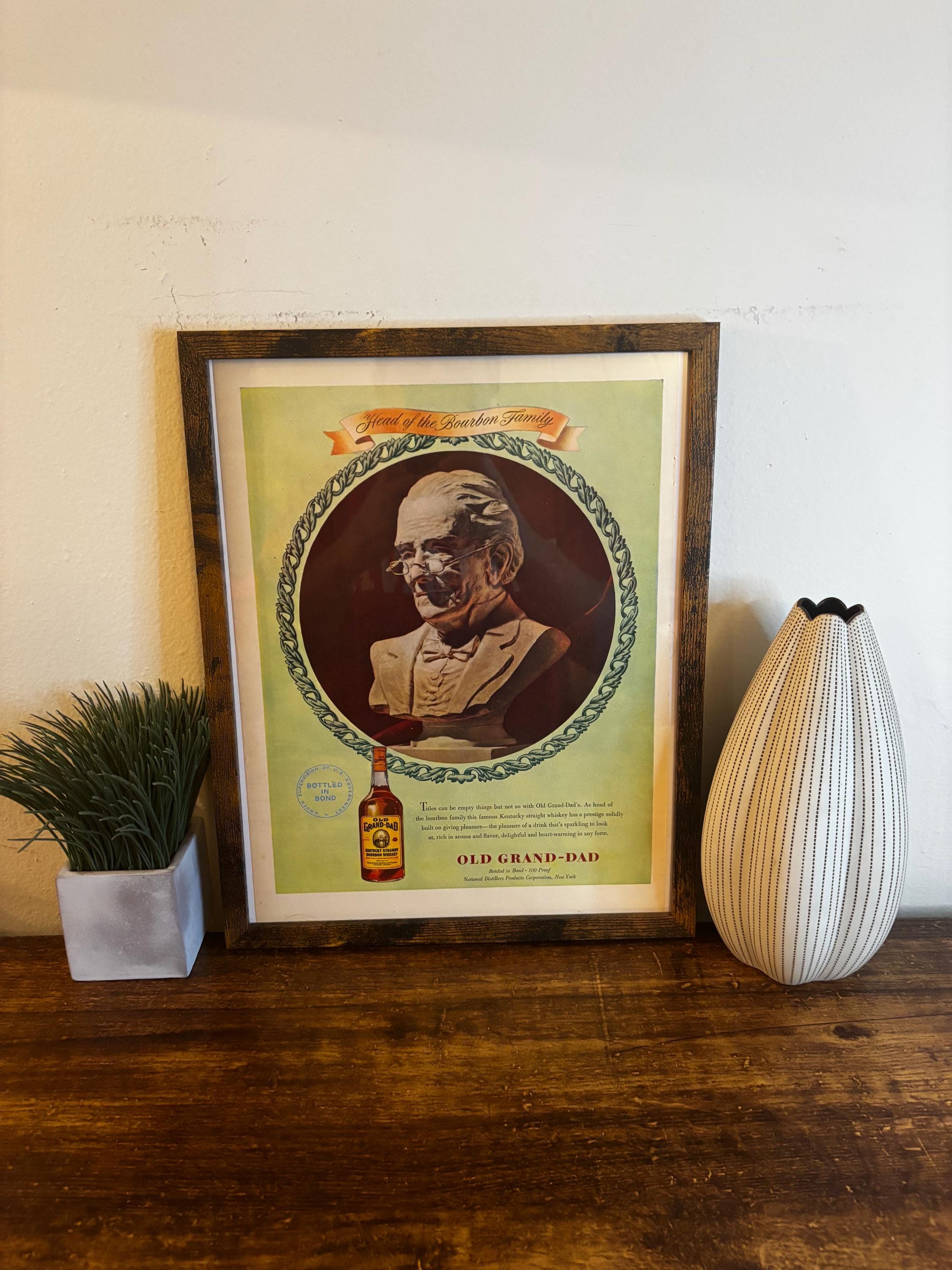 Framed Vintage 1943 Old Grand-dad Bourbon Advertisement *vintage