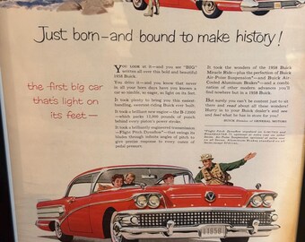 Framed Vintage 1957 Buick Advertisement *Classic Car Ad*