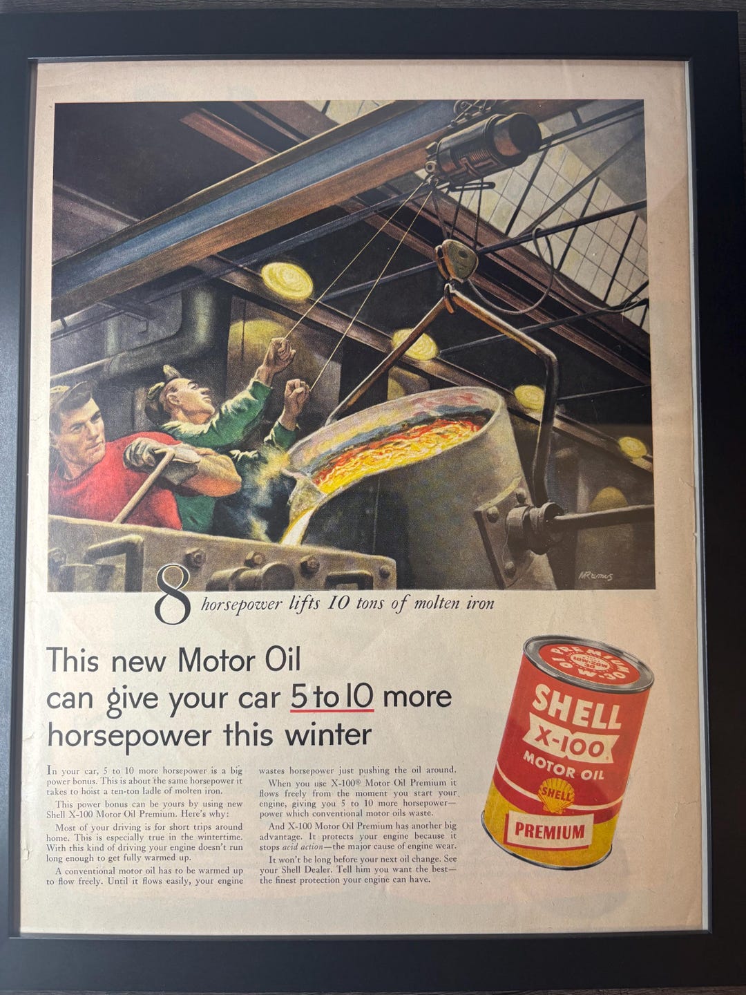 Framed 1947 Shell Oil Advertisement *iron Workers in a Smelter* Vintage ...