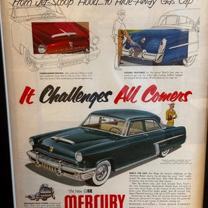 Framed Vintage 1952 Mercury Advertisement *Classic Car Ad*