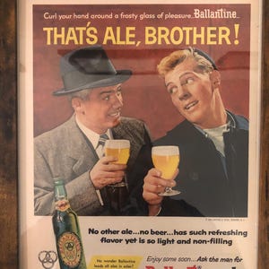 Framed Vintage 1956 Ballantine Ale Advertisement *Bar Decor*