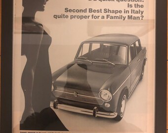 Framed Vintage 1966 Fiat Motors Ad