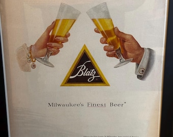 Framed Vinatge 1952 Blatz Beer Advertisement *vintage Milwaukee