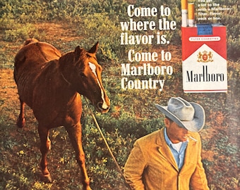 Framed Vintage 1971 Marlboro Cigarettes Advertisement