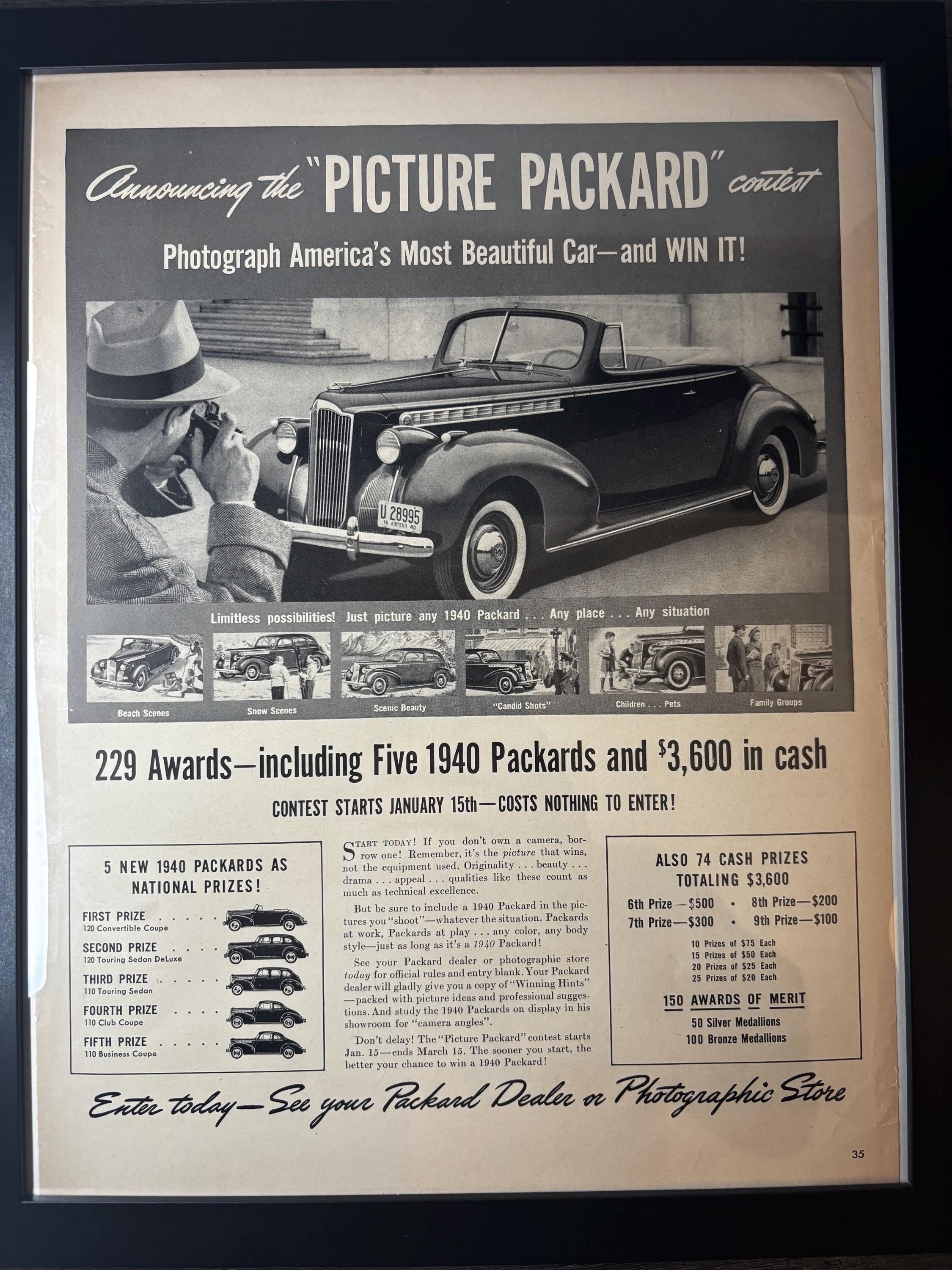 Plaque Métal Ancienne Reproduction Packard 1940 - 8x12 Pouces, Aluminium, Brillant, Made USA, "No Soliciting"