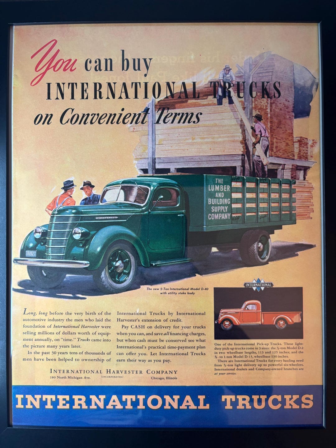 Framed Rucks Framed Vintage 1938 International Trucks (international Harvester Co ...