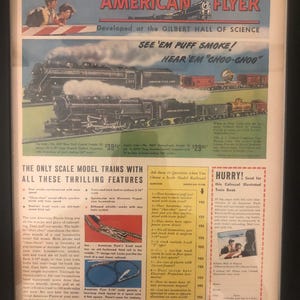 Framed 1947 American Flyer Model Trains Advertisement