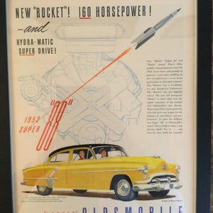 Framed Vintage 1952 Oldsmobile Super ‘’Eighty Eight’’ Advertisement. *Classic Car Ad*