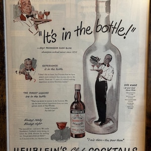Framed Vintage 1946 Heublein&#39;s Club Cocktails Advertisement *Vintage Bar Decor*