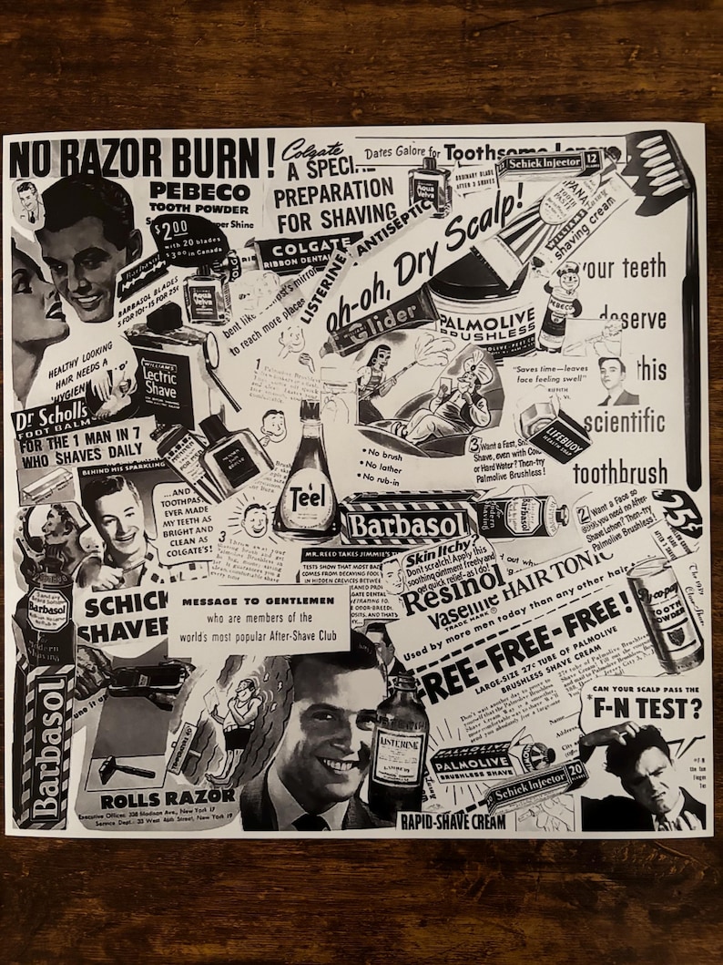 Collage Razor Collage Print of Vintage 1930s-1940s Men’s Shaving & Grooming ...