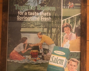 Framed Vintage 1966 Salem Cigarettes Ad