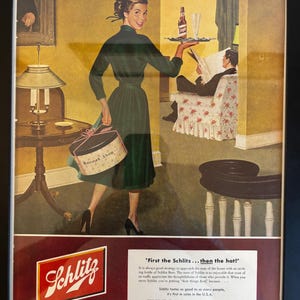 Framed Vintage 1952 Schlitz Beer Advertisement - *Mid-Century Modern Style Artwork