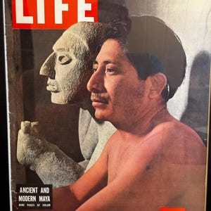 Framed Vintage 1947 LIFE Magazine Cover *Ancient and Modern Maya*