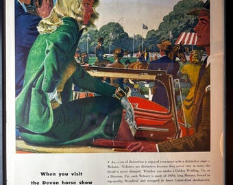 Framed Vintage 1947 Webster Cigars Advertisement: At the Devon Horse Show