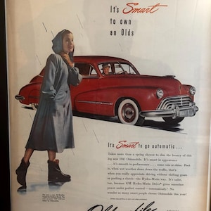 Framed Vintage 1947 Oldsmobile  Advertisement. *Classic Car Ad*