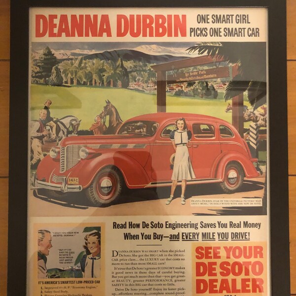 Framed Vintage 1940 Chrysler DeSoto Ad