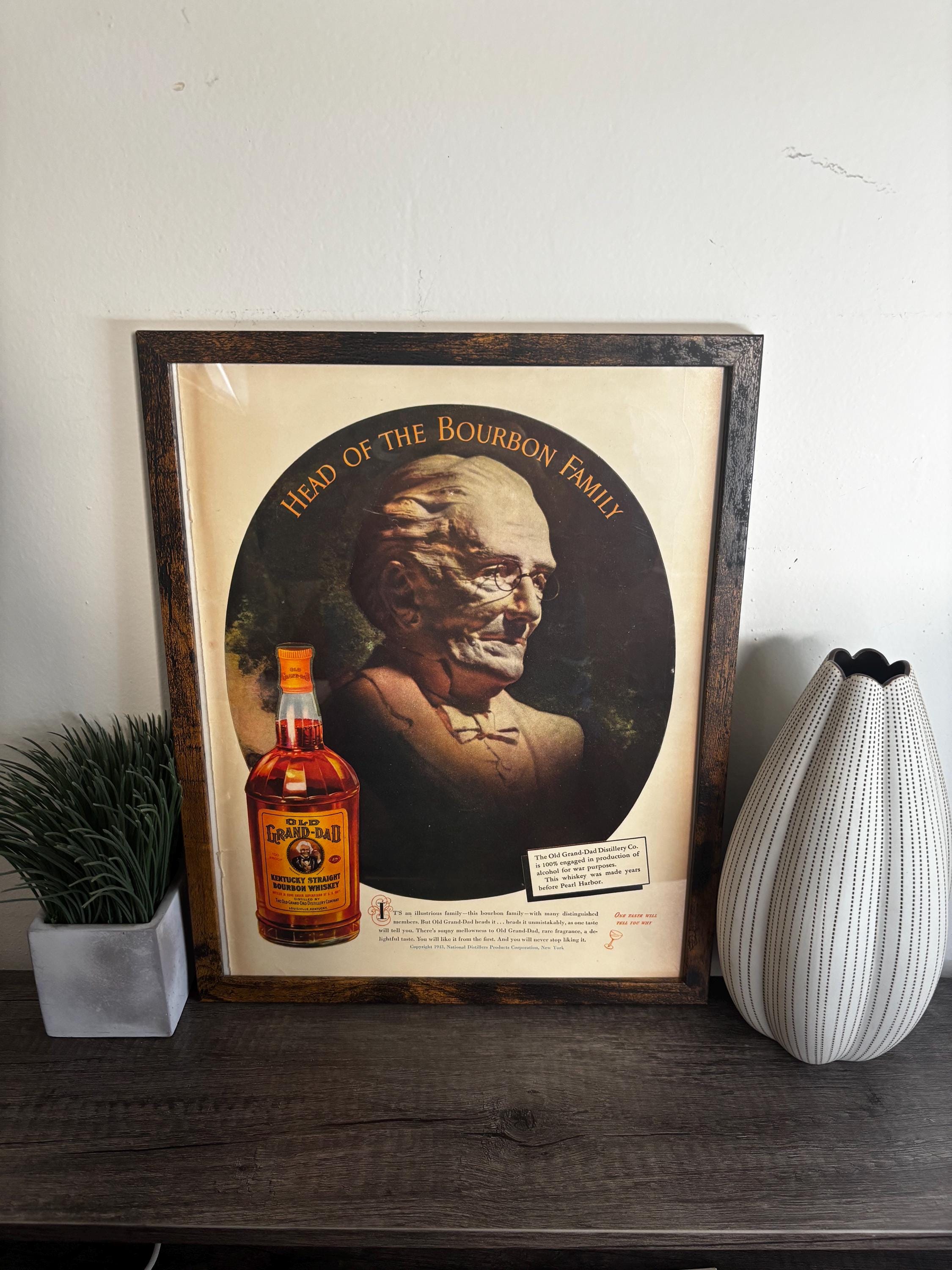 OLD GRAND-DAD パブミラー ヴィンテージ バーミラー 木製フレーム Framed Vintage 1943 Old Grand-dad Bourbon Advertisement, Bar Decor