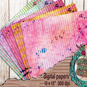 stripes digital paper bundle download