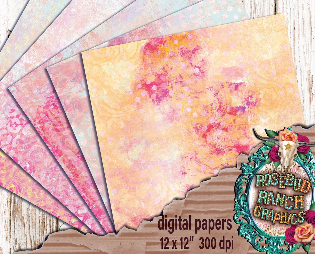 Pink Leopard Grunge Digital Paper Bundle - Etsy