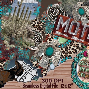 vintage western style seamless digital download