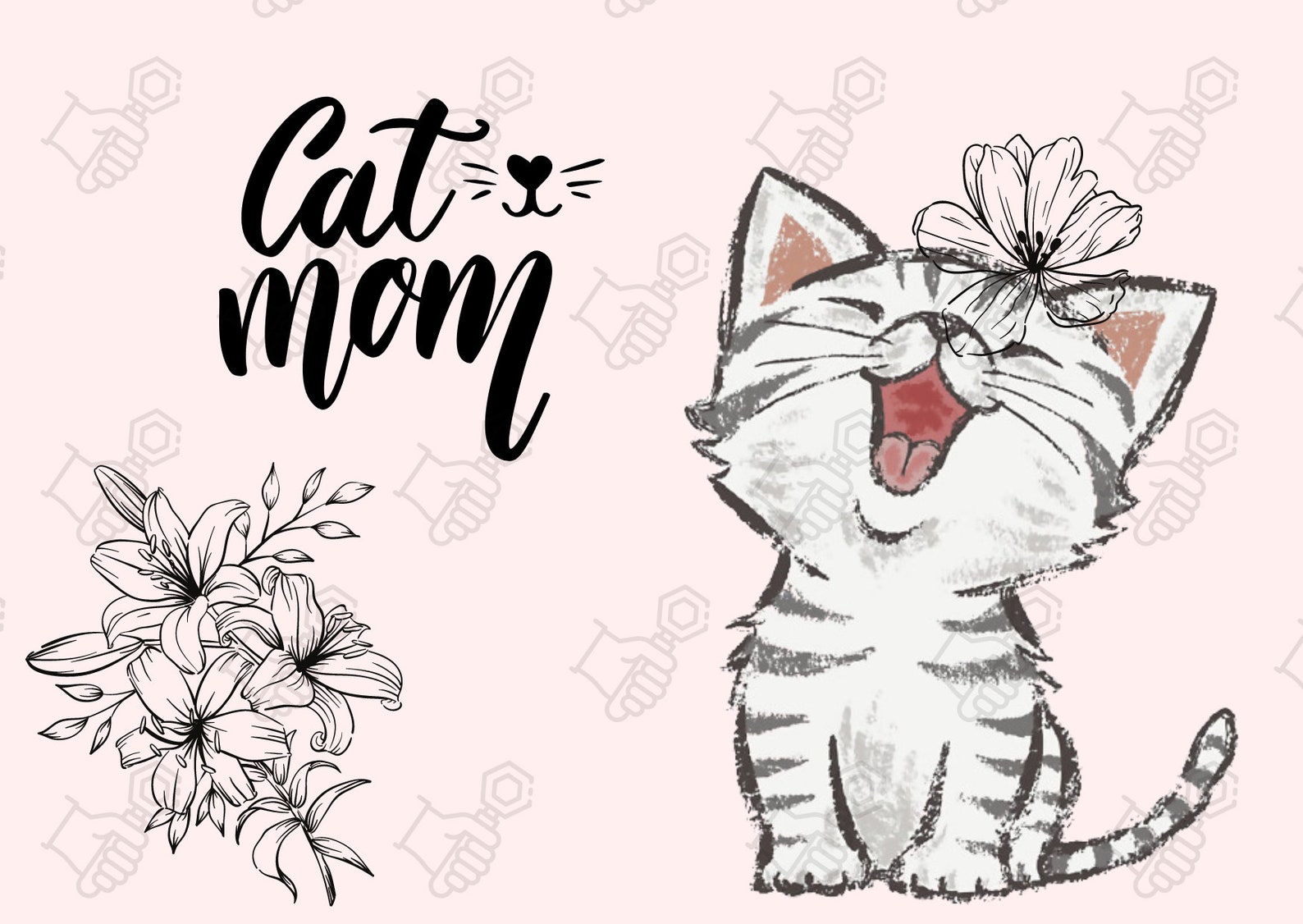 Mothers Day Print Cat Mother Cat Mother Gift Art Print - Etsy