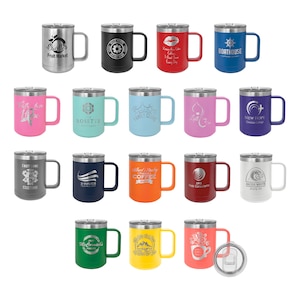 Tasse à café scellée sous vide en acier inoxydable Polar Camel gravée sur mesure de 15 oz avec poignée - Gardez votre café au chaud pendant des heures!