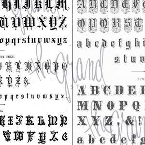 Instant Digital Download 5 Old English Medieval Eureka Philadelphian type PDF