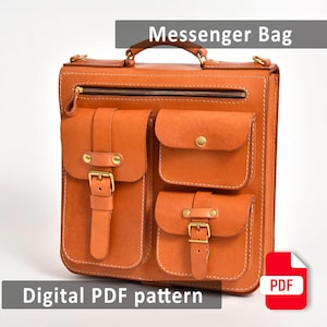 Leather Backpack Pattern PDF Template DIY Messenger Bag Sewing Pattern